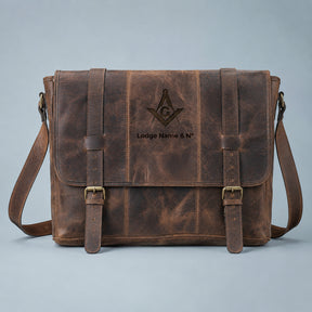 Master Mason Blue Lodge Briefcase - High-Quality Crazy Horse Leather Various Colors