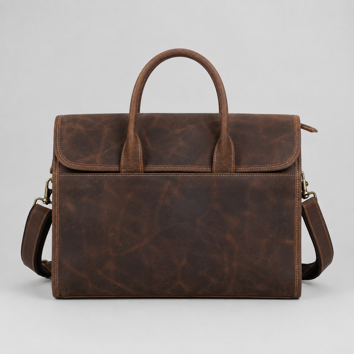Master Mason Blue Lodge Briefcase - Red Tan Full-grain Buffalo Leather Matte Finish