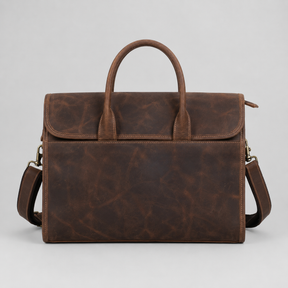 Master Mason Blue Lodge Briefcase - Red Tan Full-grain Buffalo Leather Matte Finish