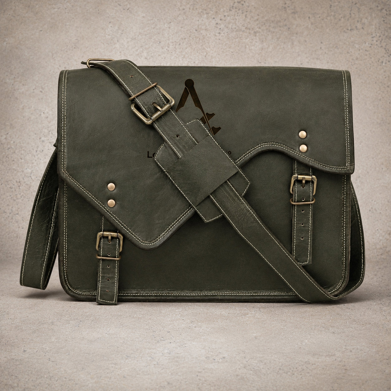 Past Master Blue Lodge Briefcase - Full-grain Buffalo Leather With Antique Brass Buckles