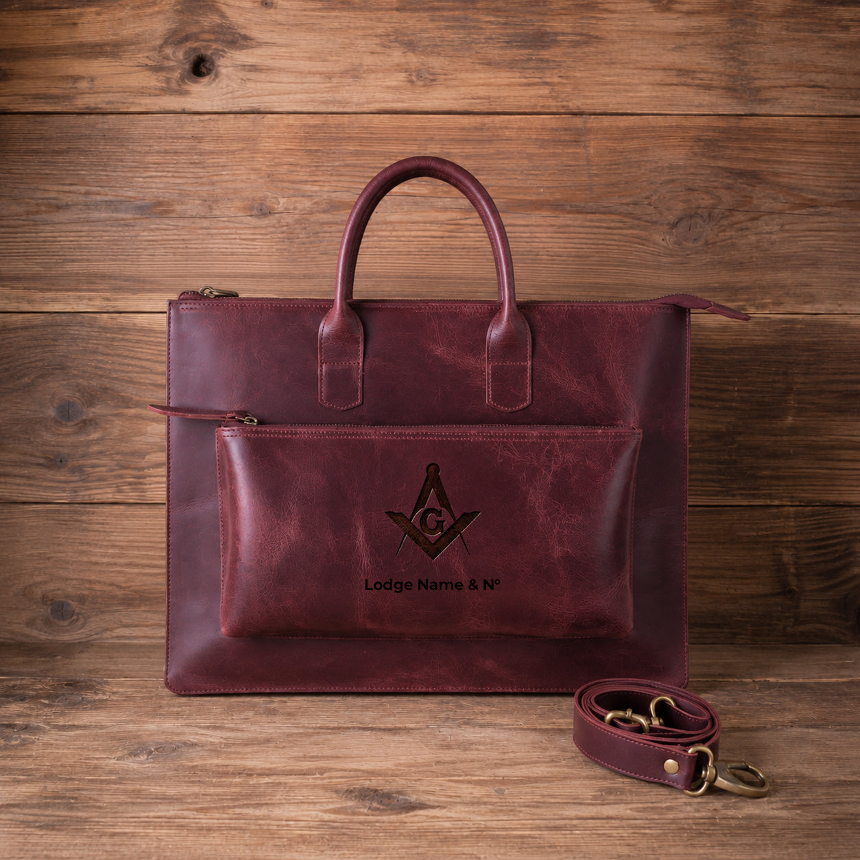 Master Mason Blue Lodge Briefcase - Full-grain Buffalo Leather Lightweight & Spacious