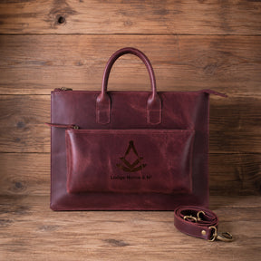 Past Master Blue Lodge Briefcase - Full-grain Buffalo Leather Lightweight & Spacious