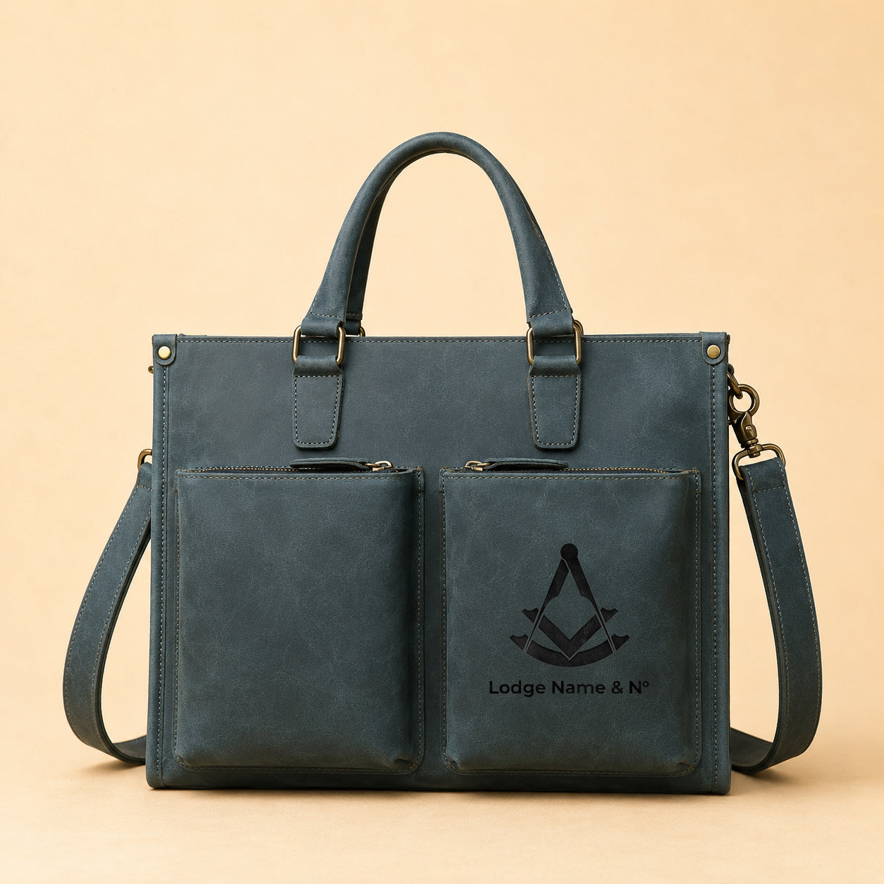 Past Master Blue Lodge Briefcase - Dark Green Color Crazy Horse Finish