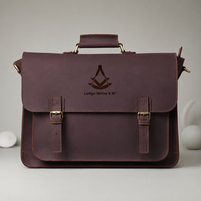 Past Master Blue Lodge Briefcase - Burgundy Shade Full-grain Buffalo Leather
