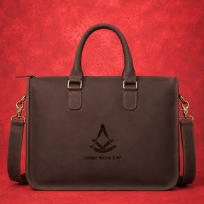 Past Master Blue Lodge Briefcase - Rich Chocolate Brown Color Full-grain Buffalo Leather