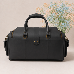 Past Master Blue Lodge Travel Bag - Black Matt Leather With Antique Metal