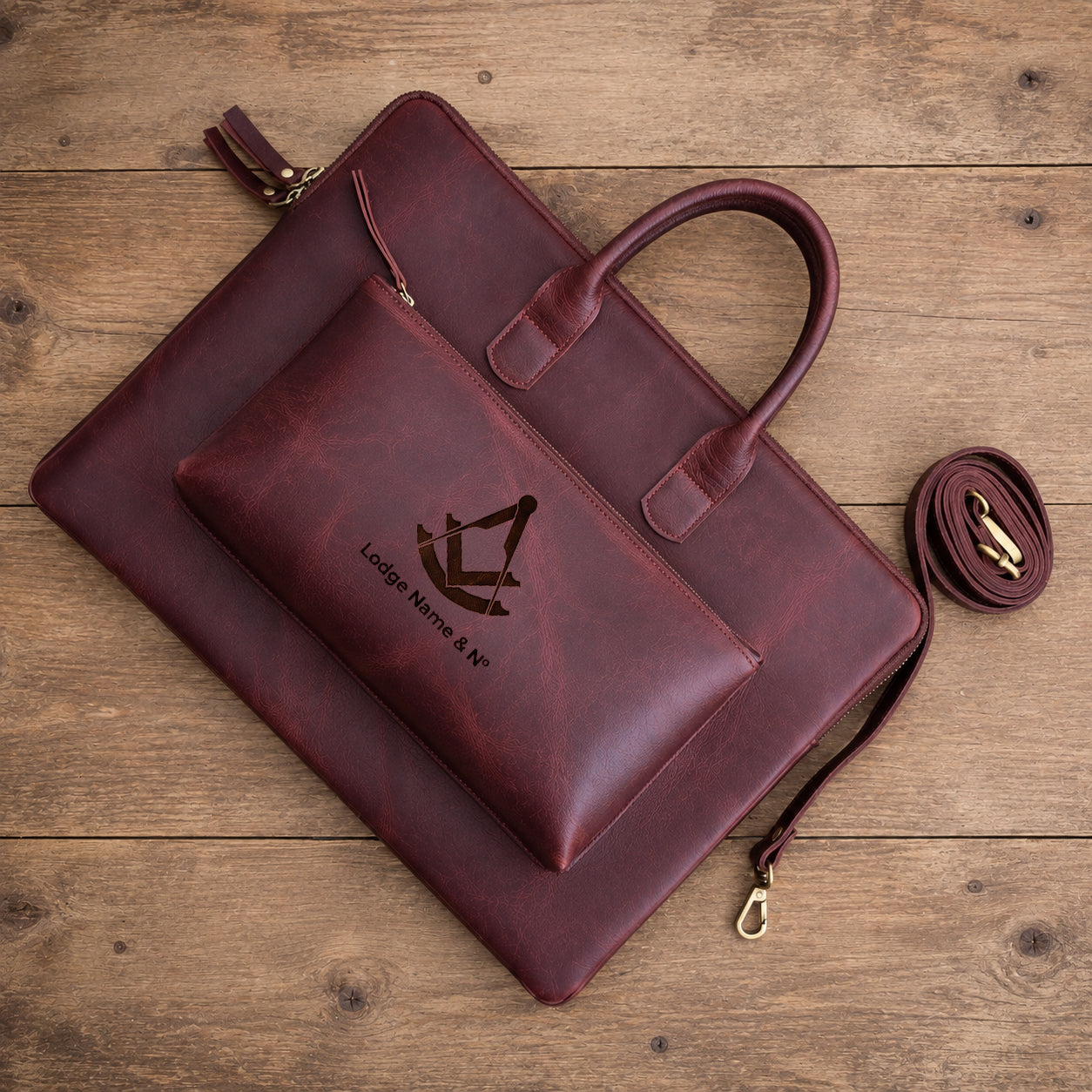 Past Master Blue Lodge Briefcase - Full-grain Buffalo Leather Lightweight & Spacious