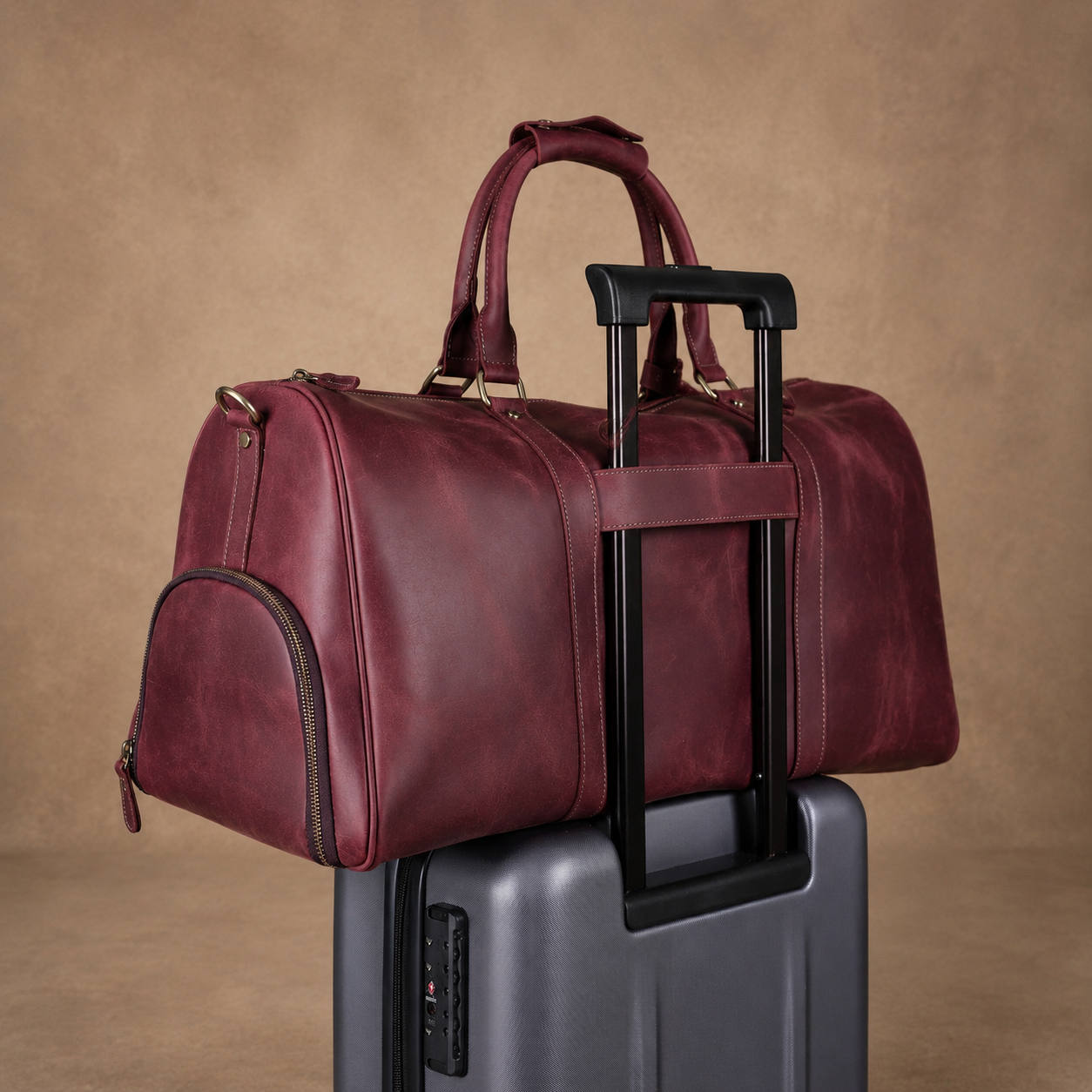 Past Master Blue Lodge Travel Bag - Ruby Premium Crazy Horse Leather