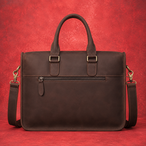 Master Mason Blue Lodge Briefcase - Rich Chocolate Brown Full-grain Buffalo Leather