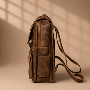 Master Mason Blue Lodge Backpack - Hazelnut Full-grain Buffalo Leather With Pockets