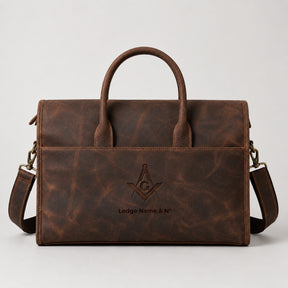 Master Mason Blue Lodge Briefcase - Red Tan Full-grain Buffalo Leather Matte Finish