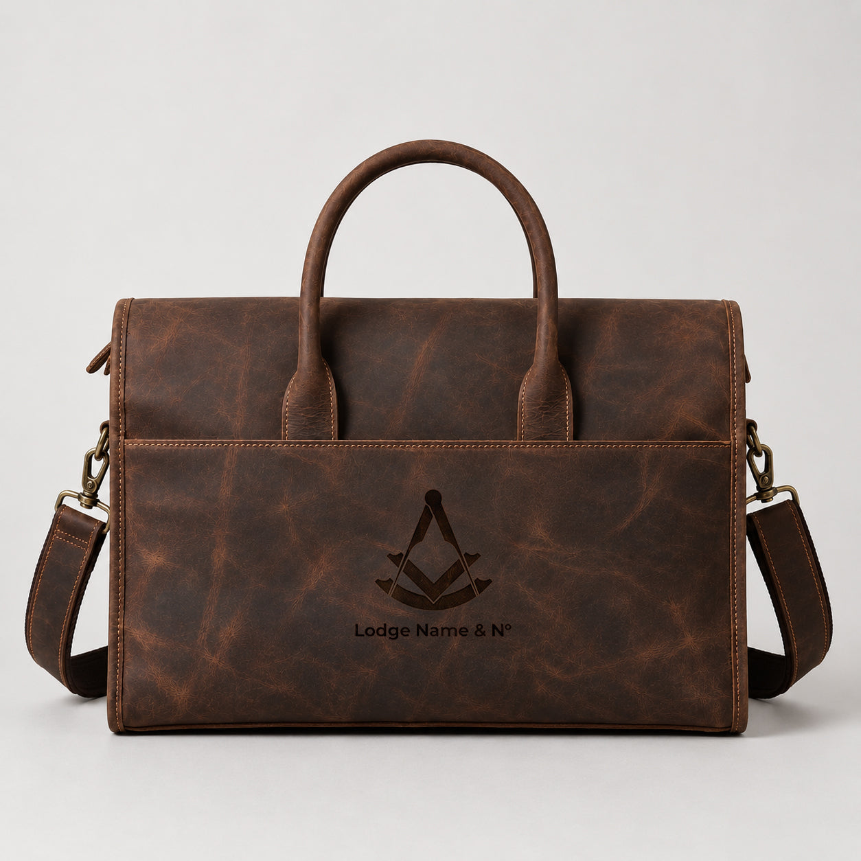 Past Master Blue Lodge Briefcase - Red Tan Full-grain Buffalo Leather Matte Finish
