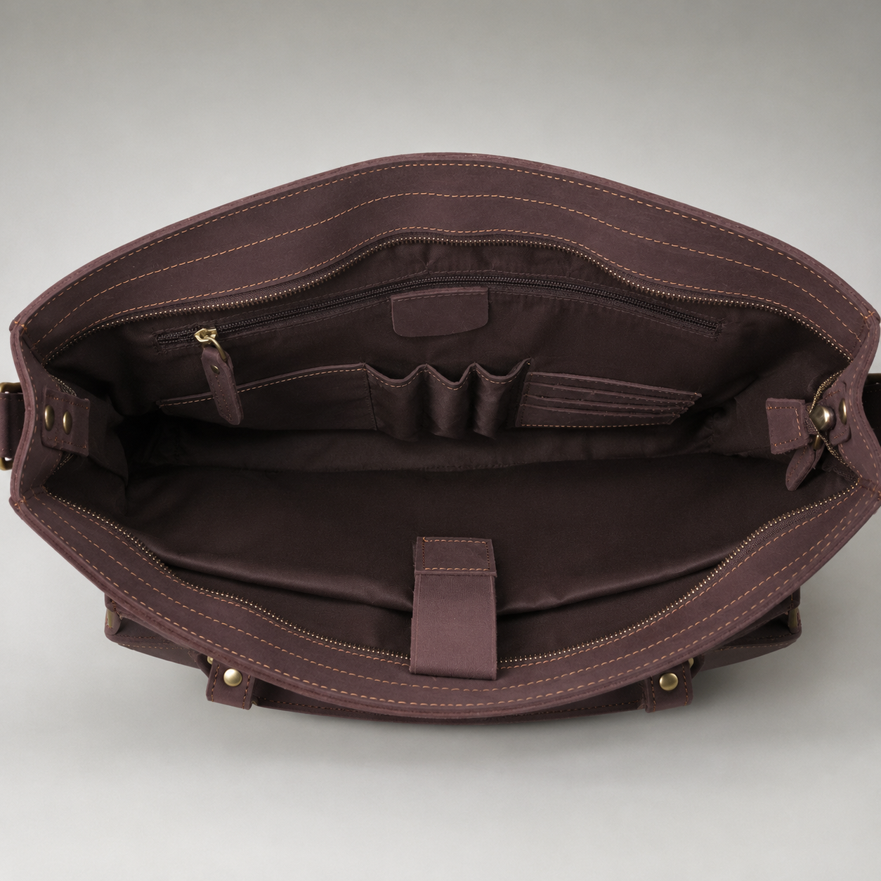 Master Mason Blue Lodge Briefcase - Burgundy Shade Full-grain Buffalo Leather