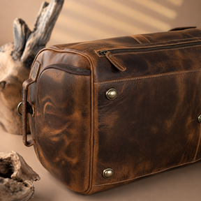 Master Mason Blue Lodge Travel Bag - Hazelnut Leather With Side Pockets
