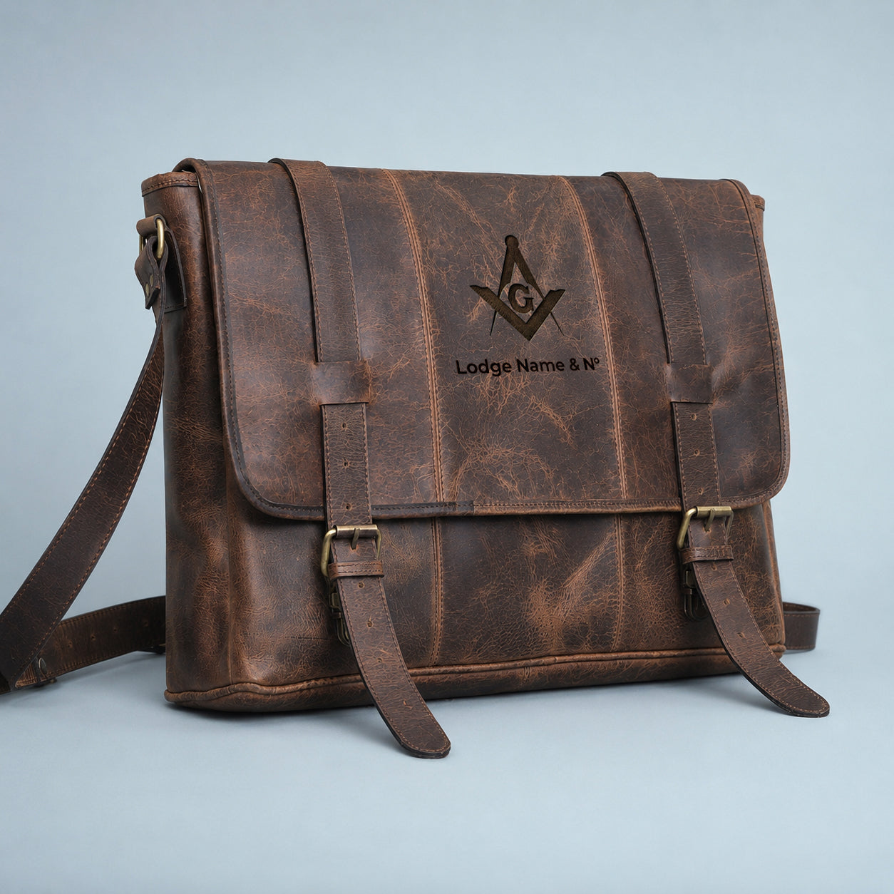 Master Mason Blue Lodge Briefcase - High-Quality Crazy Horse Leather Various Colors