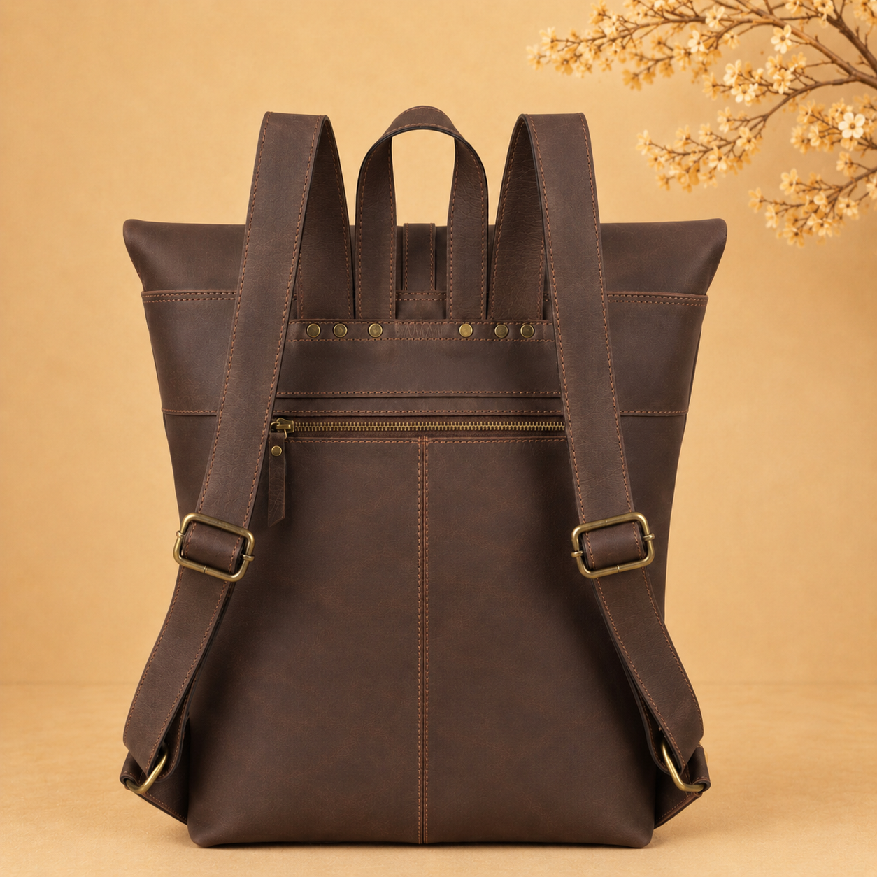 Past Master Blue Lodge Backpack - Customizable Crazy Horse Leather With Roll-top Flap