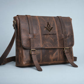 Master Mason Blue Lodge Briefcase - High-Quality Crazy Horse Leather Various Colors