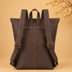 Past Master Blue Lodge Backpack - Customizable Crazy Horse Leather With Roll-top Flap