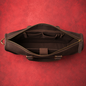 Master Mason Blue Lodge Briefcase - Rich Chocolate Brown Full-grain Buffalo Leather