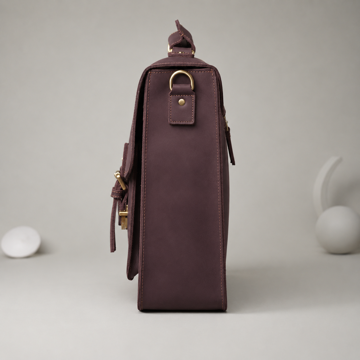 Master Mason Blue Lodge Briefcase - Burgundy Shade Full-grain Buffalo Leather