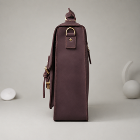 Master Mason Blue Lodge Briefcase - Burgundy Shade Full-grain Buffalo Leather