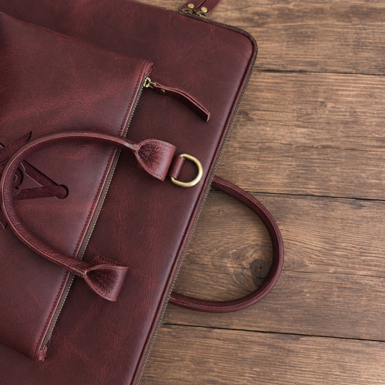 Master Mason Blue Lodge Briefcase - Full-grain Buffalo Leather Lightweight & Spacious