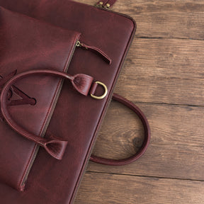 Master Mason Blue Lodge Briefcase - Full-grain Buffalo Leather Lightweight & Spacious