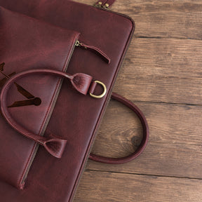 Past Master Blue Lodge Briefcase - Full-grain Buffalo Leather Lightweight & Spacious
