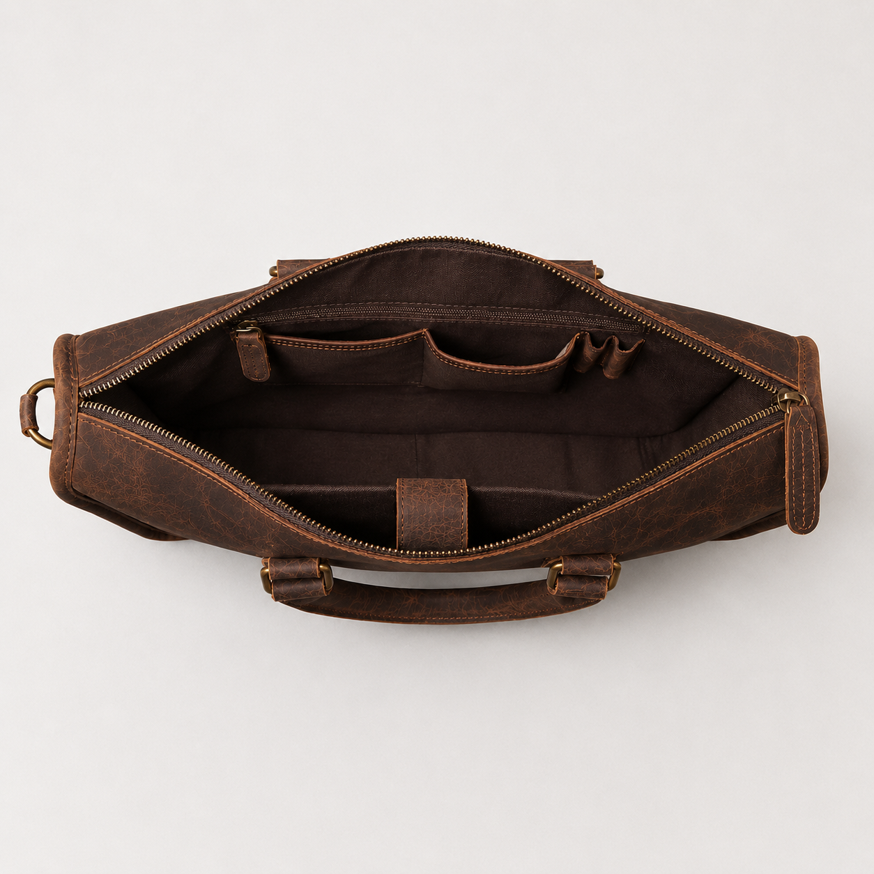 Master Mason Blue Lodge Briefcase - Red Tan Full-grain Buffalo Leather Matte Finish