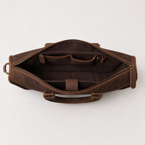Master Mason Blue Lodge Briefcase - Red Tan Full-grain Buffalo Leather Matte Finish