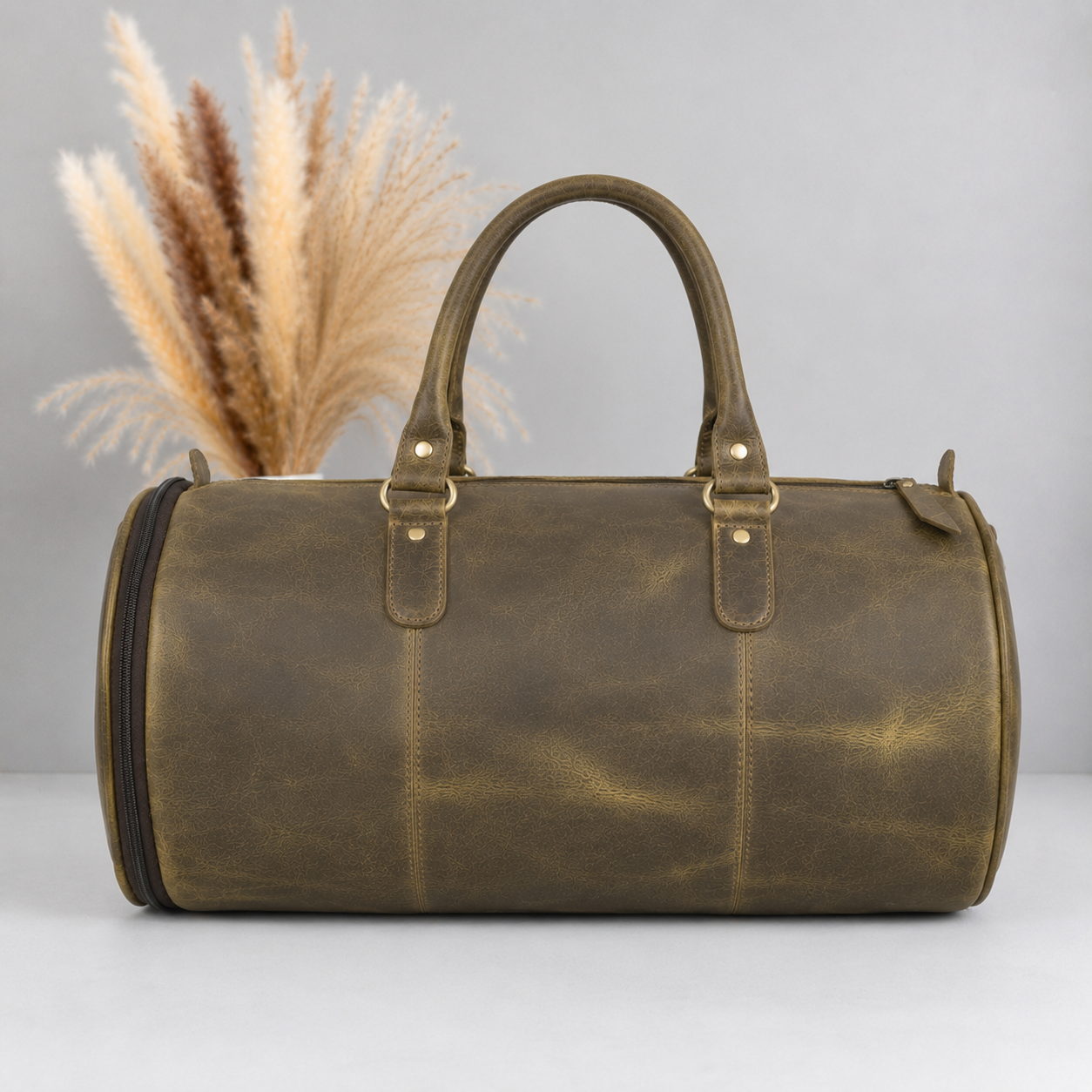 Master Mason Blue Lodge Travel Bag - Premium Leather Round Duffle Shape Customizable