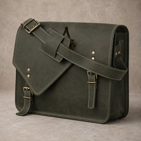 Past Master Blue Lodge Briefcase - Full-grain Buffalo Leather With Antique Brass Buckles
