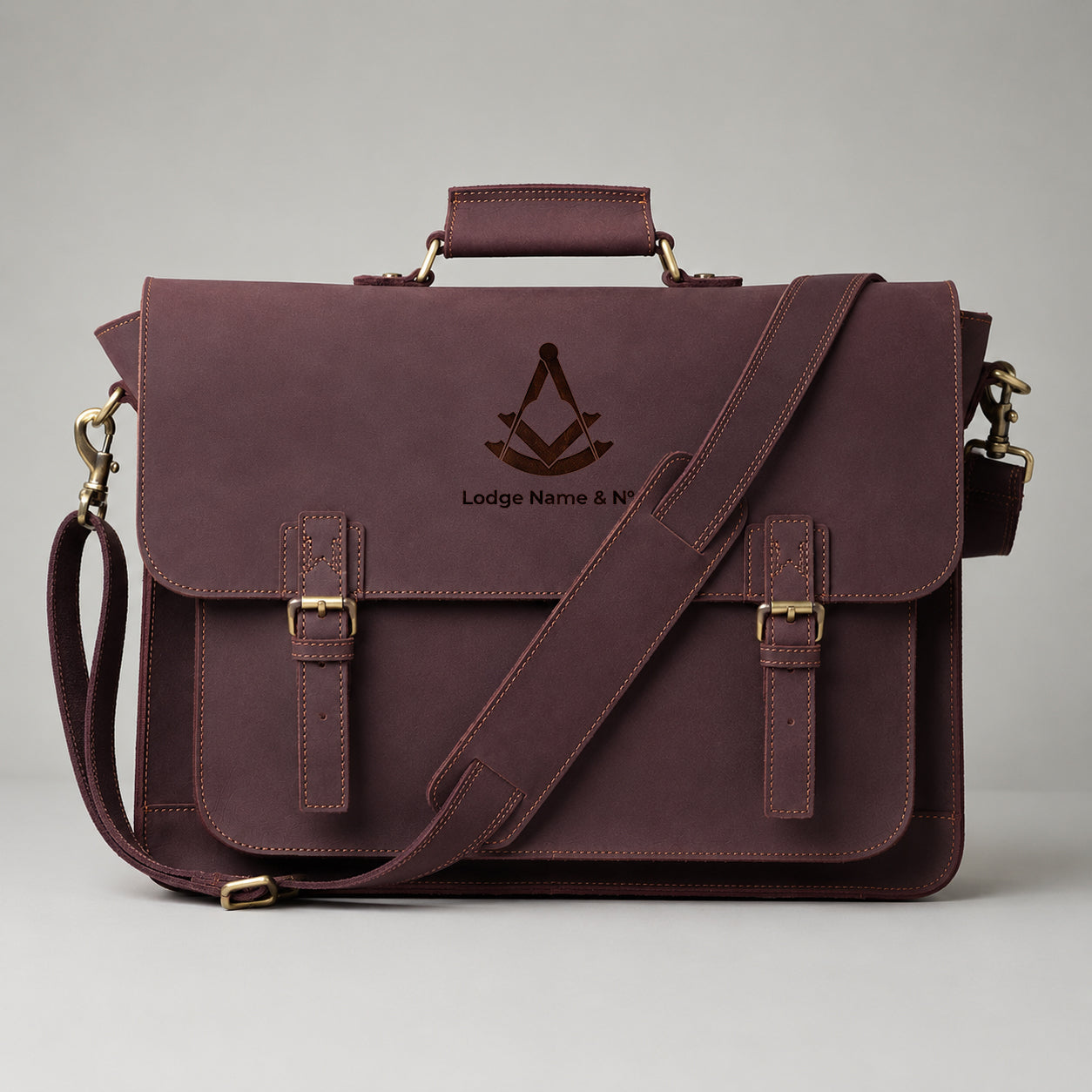 Past Master Blue Lodge Briefcase - Burgundy Shade Full-grain Buffalo Leather