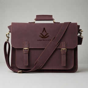 Past Master Blue Lodge Briefcase - Burgundy Shade Full-grain Buffalo Leather