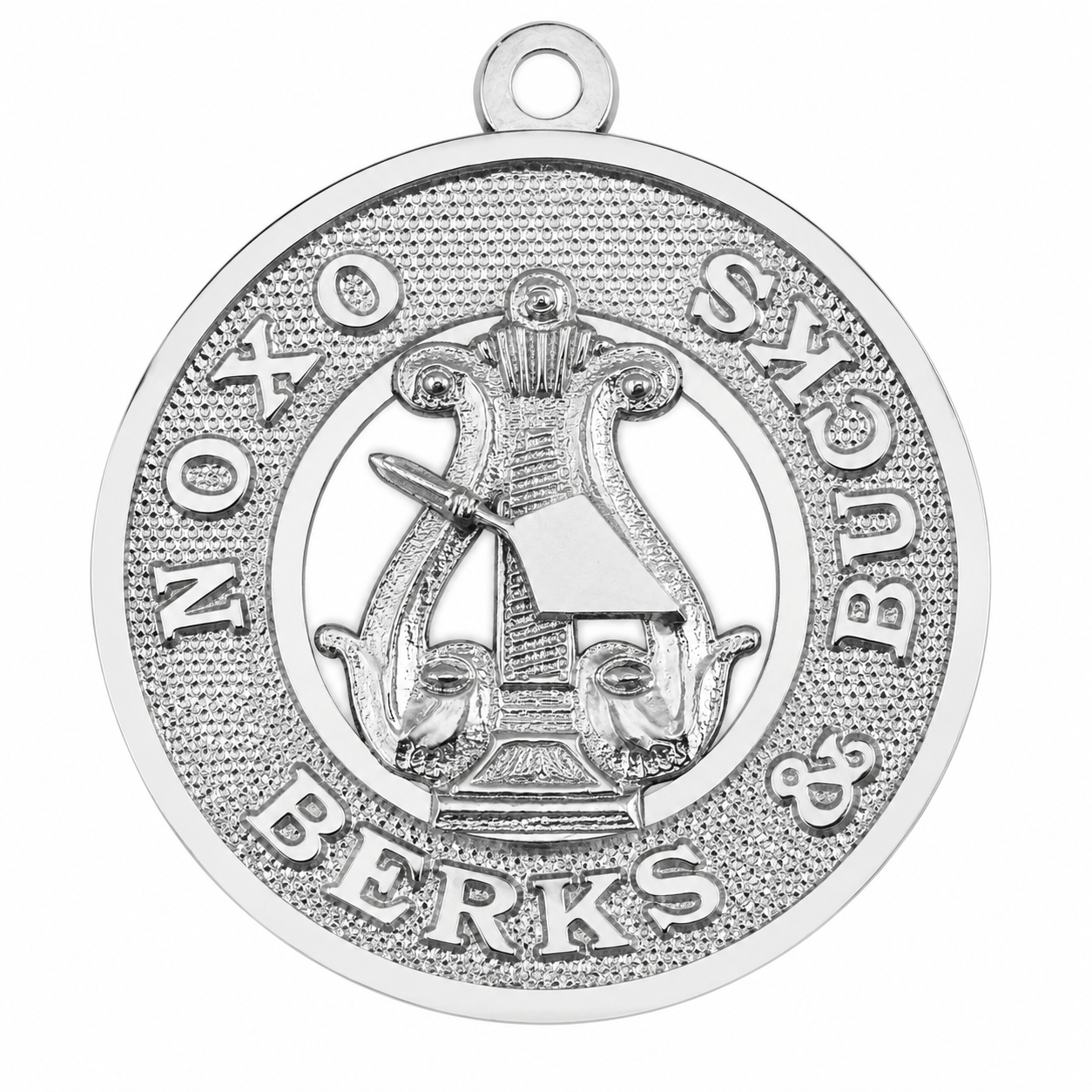 District Grand Organist Royal & Select Masters Officer Collar Jewel - BERKS & BUCKS Silver Plated - Bricks Masons