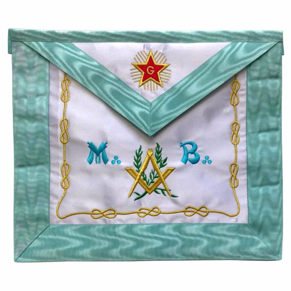 Master Mason Blue Lodge French Apron - Sky Blue Silk & Moire Star G