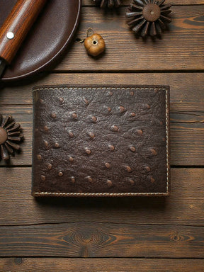 Past Master Blue Lodge Wallet - Nocona Ostrich Print Leather Bifold