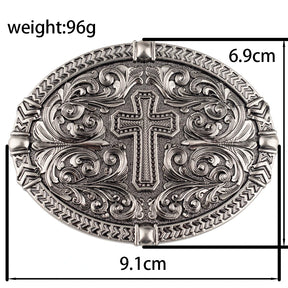 Knights Templar Commandery Belt Buckle - Cross With Engravings - Bricks Masons