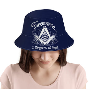 Master Mason Blue Lodge Bucket Hat - Blue With All Seeing Eye - Bricks Masons