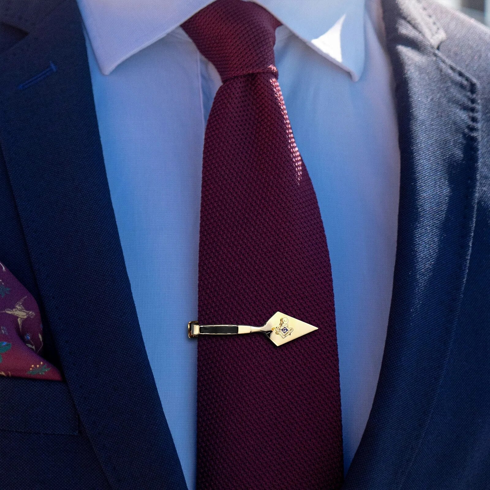 Master Mason Blue Lodge Tie Clip - Gold Trowel Design - Bricks Masons