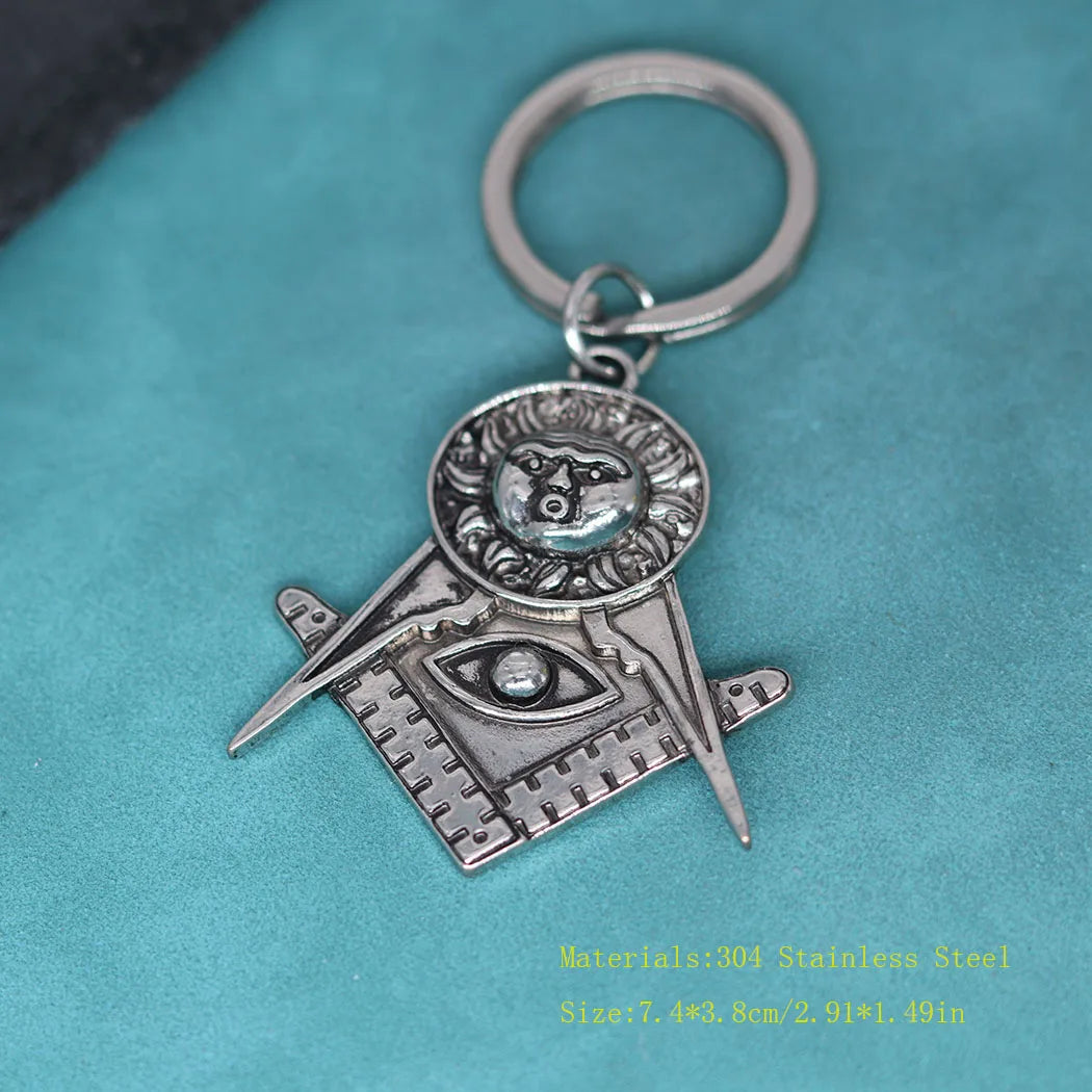 Master Mason Blue Lodge Keychain - All Seeing Eye - Bricks Masons