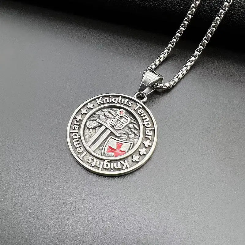 Knights Templar Commandery Necklace - Round Shape Stainless steel