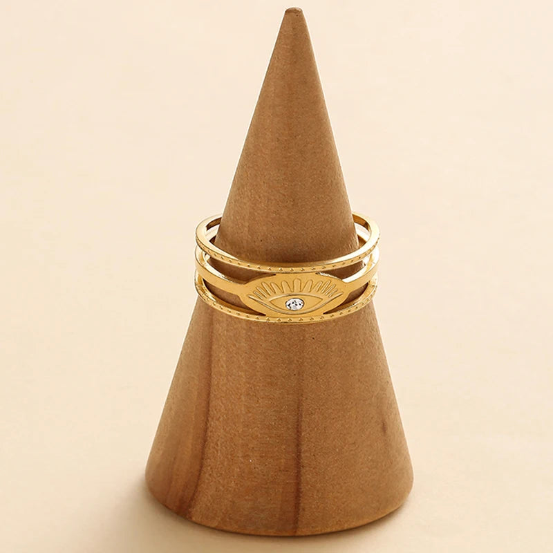 Eye Of Providence Ring - Stainless Steel Gold Plated - Bricks Masons