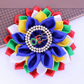 OES Bow Tie -  Corsage Flower Design With Brooch - Bricks Masons