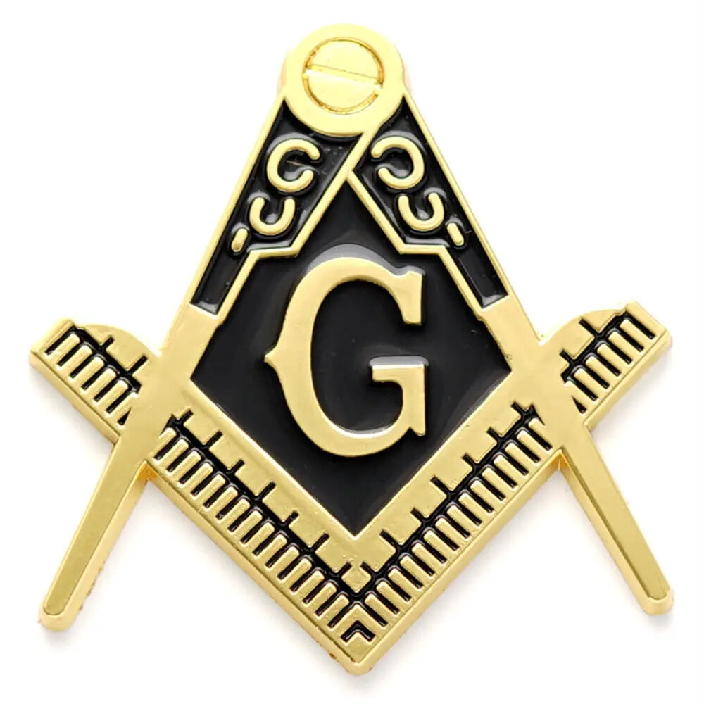 Master Mason Blue Lodge Car Emblem - Gold & Black - Bricks Masons