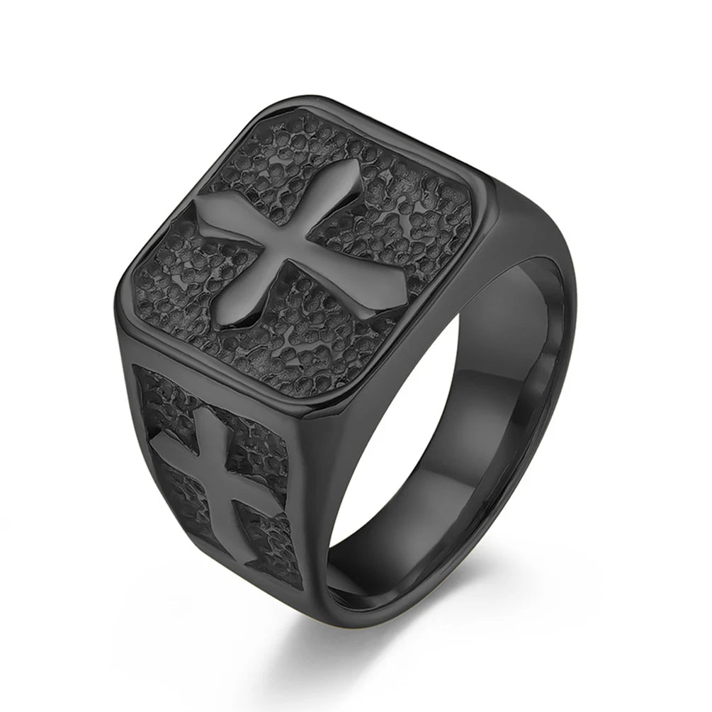 Knights Templar Commandery Ring - Stainless Steel Various Colors - Bricks Masons