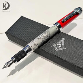 Master Mason Blue Lodge Pen - Heavy Weight Fountain Pen with Gift Box Set