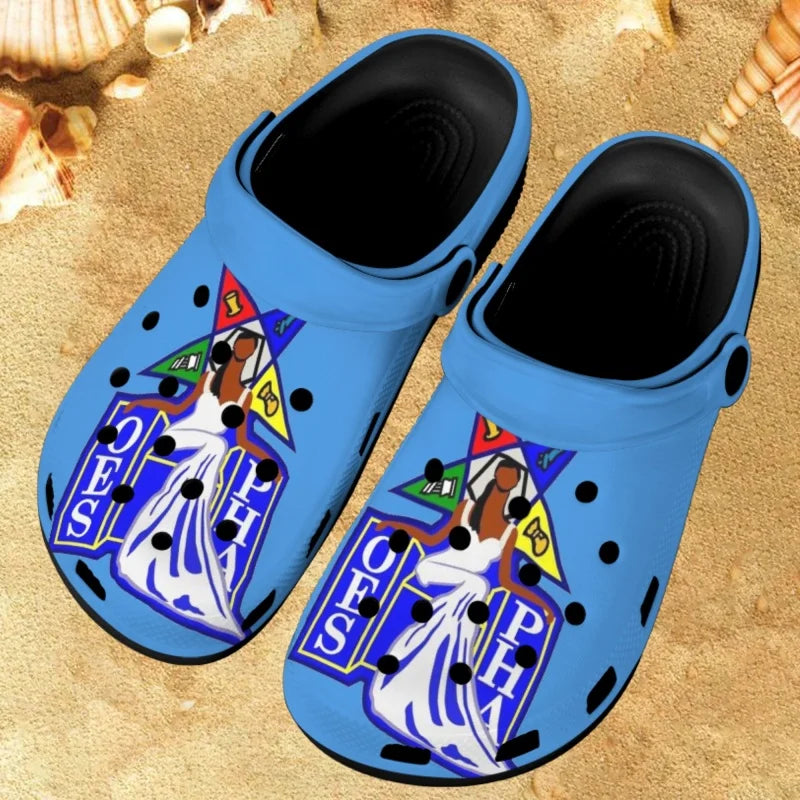 OES Sandals - Blue Printed Design - Bricks Masons