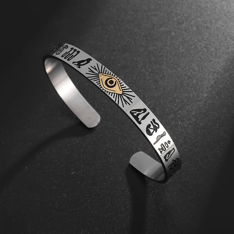 Ancient Egypt Bracelet - Stainless Steel Horus Eye - Bricks Masons