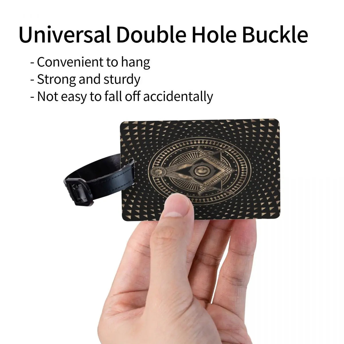 Master Mason Blue Lodge Luggage Tag -  Privacy Strap for Travel Bags - Bricks Masons